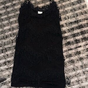 Sam black sexy fringed dress size small